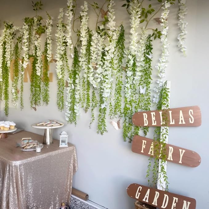 Artificial Wisteria Hanging Flowers Fake Wisteria Flower Garland Silk Vines - Image 4