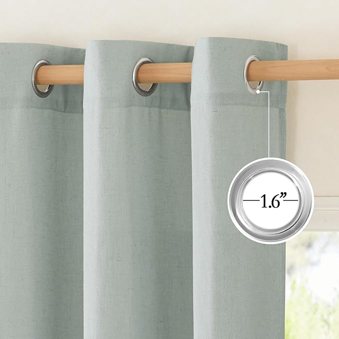 NICETOWN Flax Linen Sage Green 120 inch Curtains - Image 2