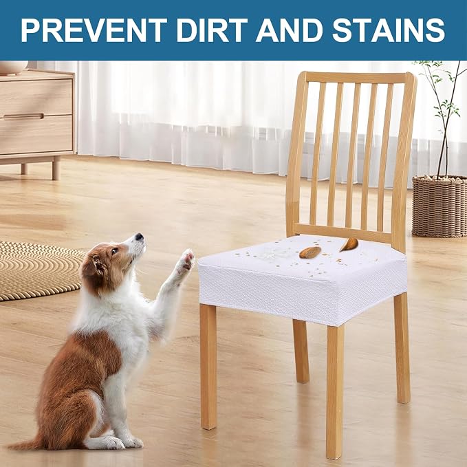 Smiry Waterproof Seat Covers for Dining Room Chairs, No Rear Covers | Stretch - Image 6
