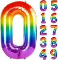 40 Inch Number 0 Balloons for Birthday Party Decorations, 0-100 Rainbow Large by FOBELEC