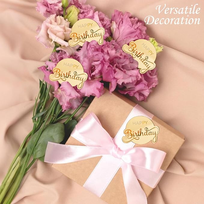 20pcs Gold Birthday Cupcake Toppers Acrylic Cake Picks - Image 5
