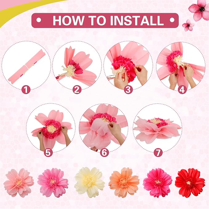 TaoBary Large Colorful Tissue Paper Flowers Giant Fiesta Paper Pom Poms - Image 3