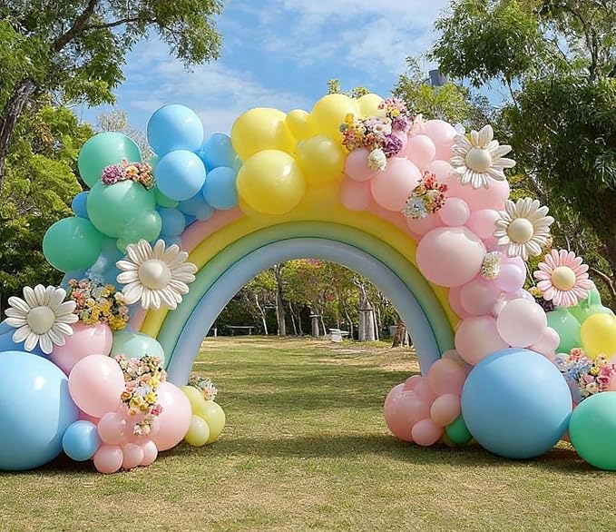 Pastel Balloon Arch Double Stuffed Pink Yellow Blue Green Balloons Different - Image 5