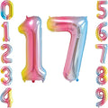 40 Inch Rainbow Foil Number 17 Balloon by TNCDJKPA