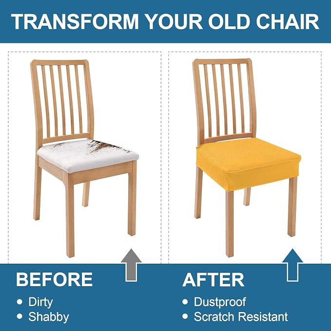 Smiry Waterproof Seat Covers for Dining Room Chairs, No Rear Covers | Stretch - Image 7