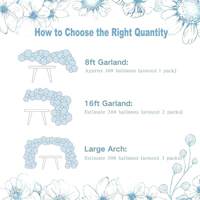 Dusty Blue Balloon Arch Kit Light Blue White Balloon Garland Kit | 126 Pcs - Image 5