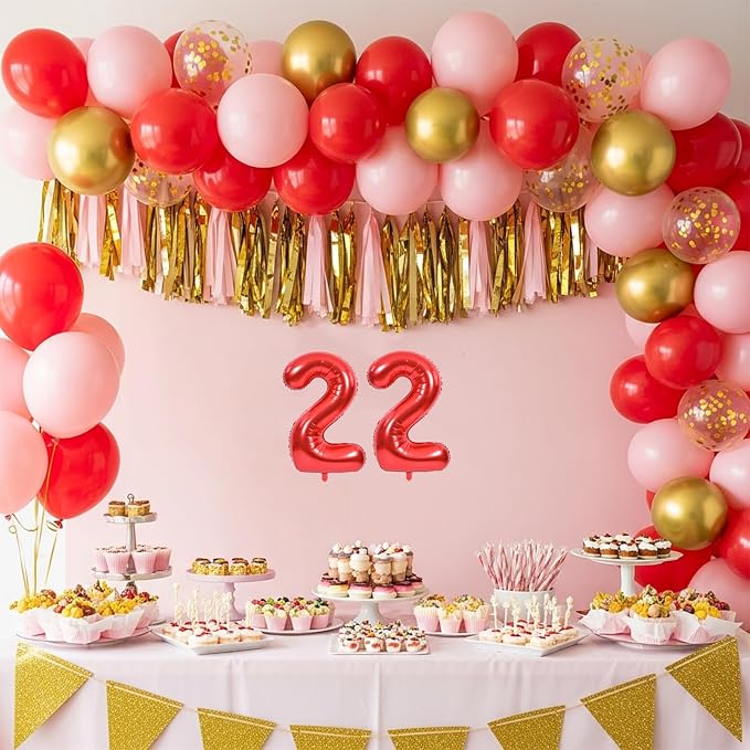 TONIFUL 20 Pcs Number Balloon 2 Set 16 Inch Red 0-9 Numbers Balloons | Small - Image 3