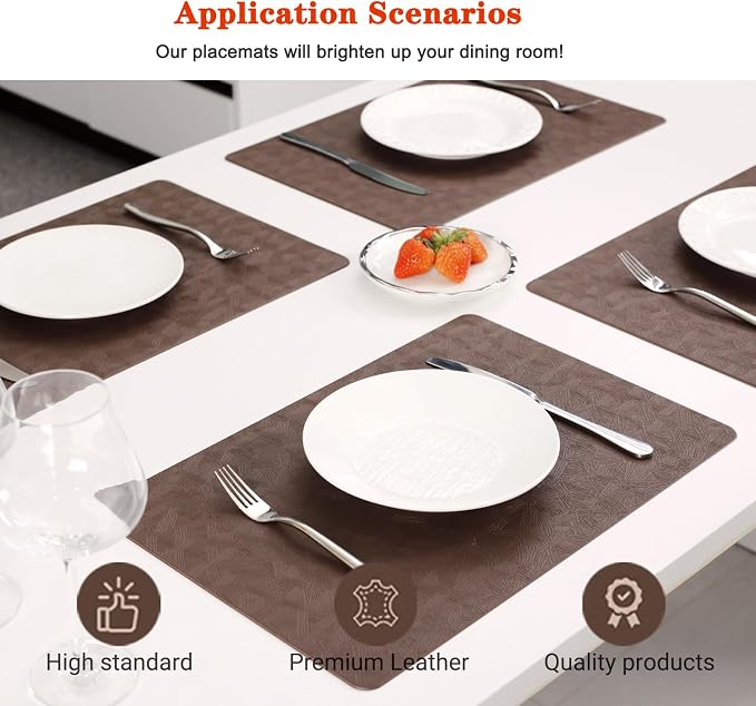 Vinyl Placemats Set of 6 Heat Resistant Easy Clean Non-Slip Place Mats - Image 2