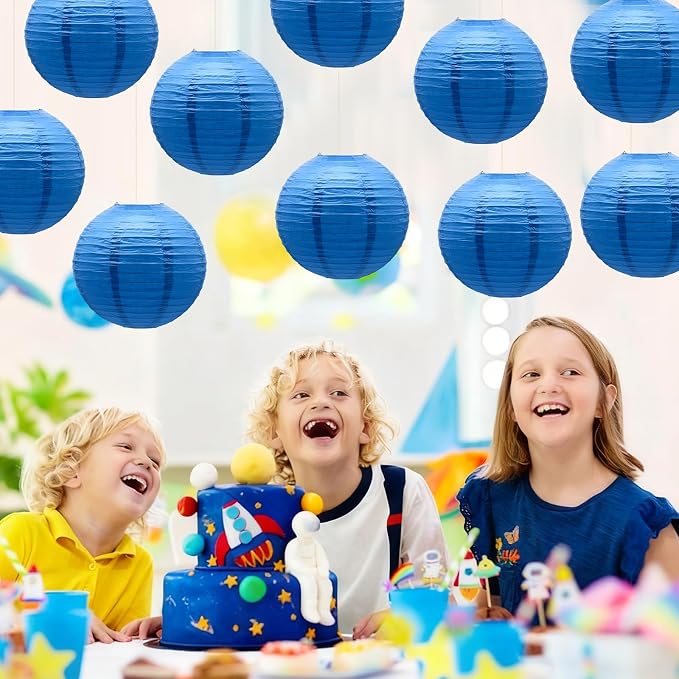 Royal Blue Paper Lanterns Chinese Japanese Round Shape Hanging Ceiling - Image 6