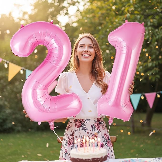 Pink Number 21 Balloons, Big Large Foil Number Balloons, Jumbo Giant Mylar - Image 3