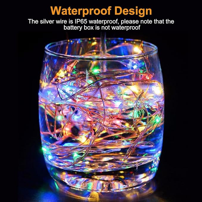 btfarm 6 Pack Fairy Lights Battery Operated [3 Modes], 7ft 20 Led Twinkle Lights String Lights Waterproof Bulk Small Mini Silver Wire for Mason Jars Vases Wedding Table Centerpiece, Multicolor