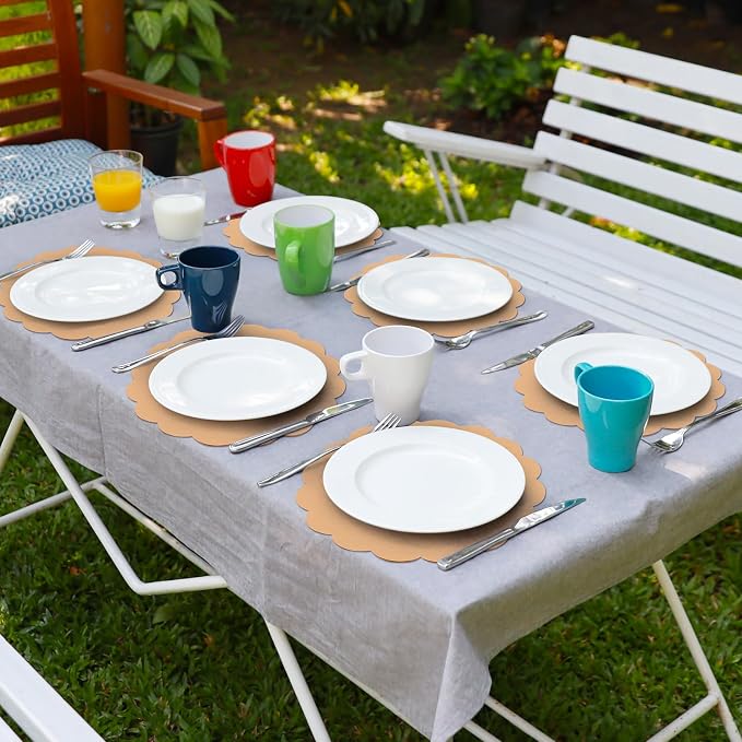 60 Pcs Kraft Paper Placemats, 13.5 Inch Disposable Scalloped Table Mats | Thick - Image 7
