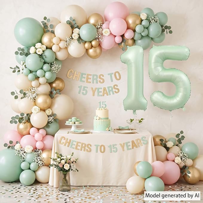 Olive Green Number 15 Balloon 40 Inch, Sign - Image 3