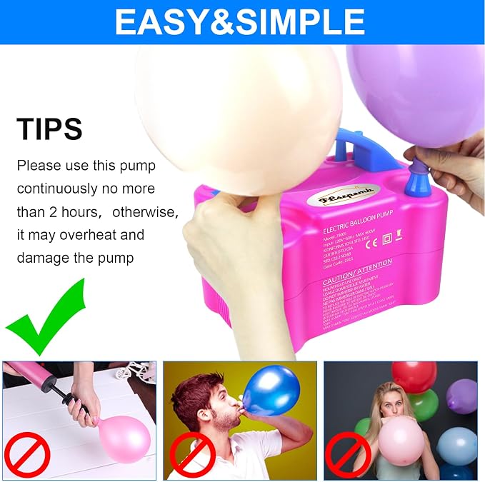 FLSEPAMB Electric Balloon Pump, Portable Dual Nozzle Balloon Inflator Pump - Image 5