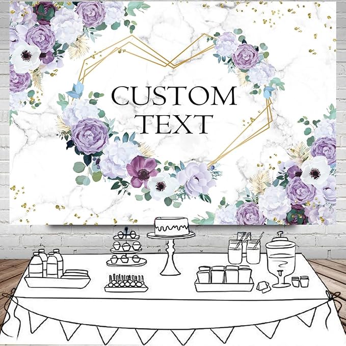 AIBIIN 8x6ft Custom Mr and Mrs Violet Wedding Backdrop - Image 4