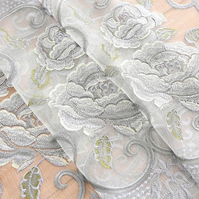 1 Panel Transparent Floral Embroidered Sheer Curtain - Image 7