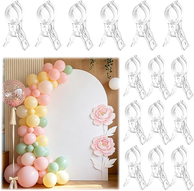15-Piece Balloon Arch Clips, 3.5" Heavy Duty Clear Spring Clamps | Suitable by Unknown