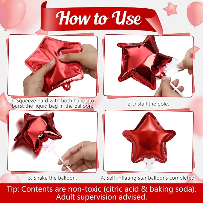 30 Pcs Mini Star Self Inflatable Balloons Bulk - Image 2