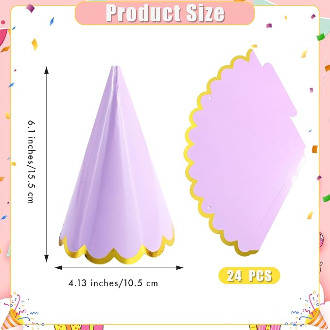 CANREVEL 24 PCS Pastel Party Hats - Image 5