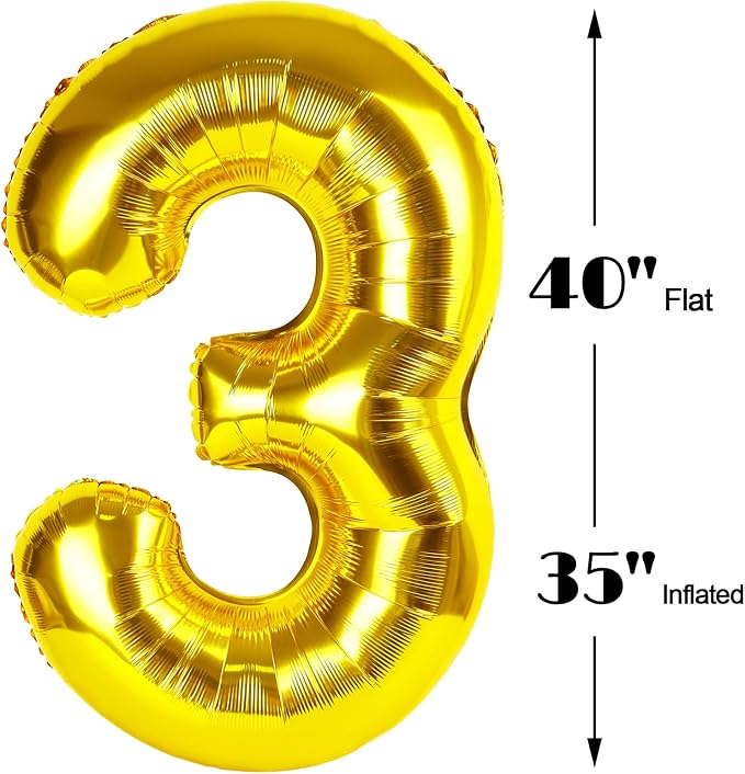 Gold 40 Inch 30 Number Balloons, Balloon Decorations - Image 2