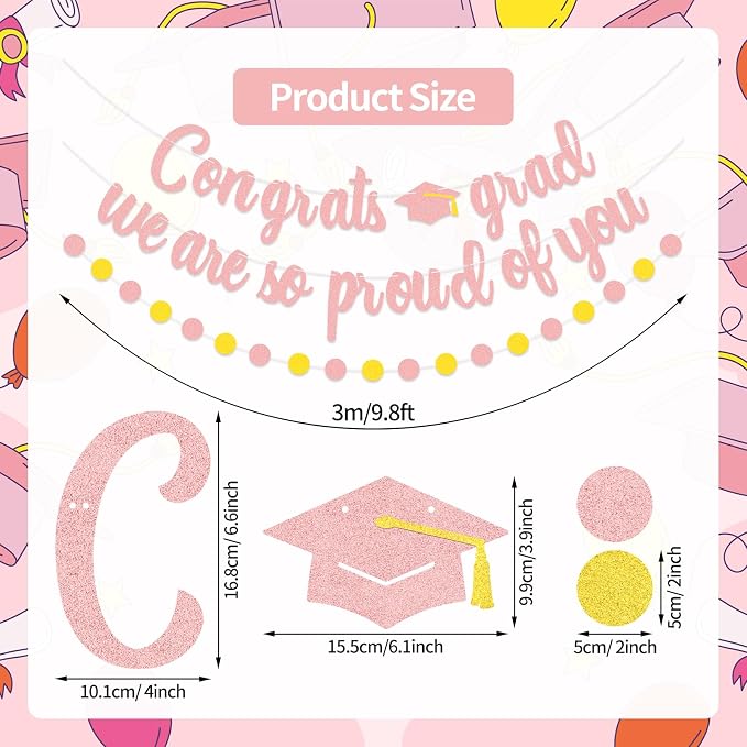 Congrats Grad Banner Decorations – Graduation Party Banner Set - Image 2