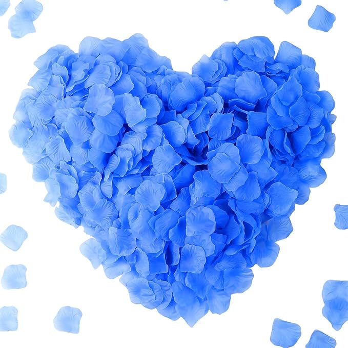 CODE FLORIST 1100 PCS Light Blue Silk Rose Petals for Valentine's Day,Romantic Night,Wedding,Proposal Anniversary Flower Decorations(Separated,Scented)