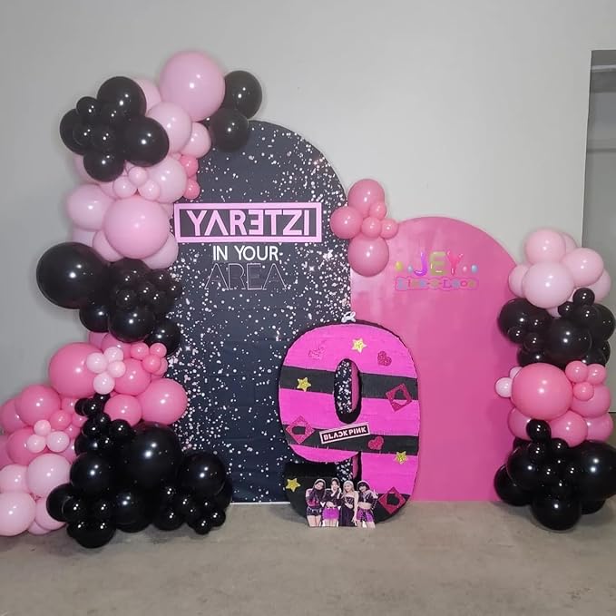 148Pcs Pink and Black Balloons Garland Arch Kit - Image 7