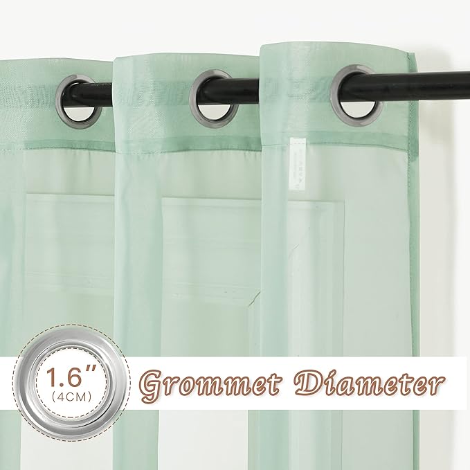 NICETOWN Sheer Sage Green Curtains - Image 2