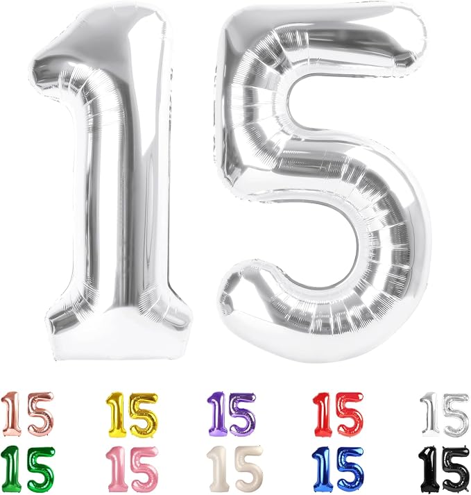 15 Balloon Numbers 40Inch for 15th Year Old Birthday Decorations, Inflation by Mluchee