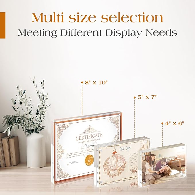 TWING 6 PACK Acrylic Picture Frame 5 x 7 Inch Acrylic Photo Frame,Horizontal Magnet Lucite Double Sided Frames, 10+10MM Clear Picture Frame Ideal Gifts