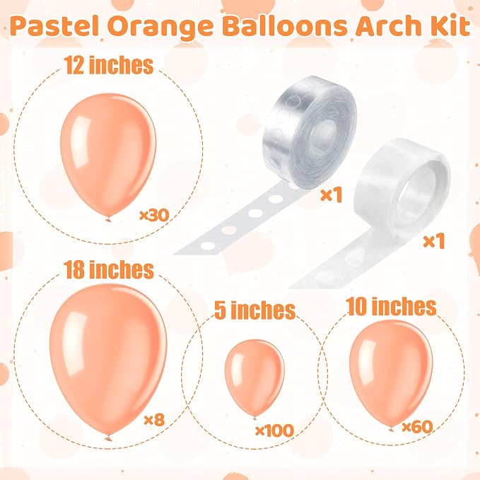 200 Pieces Pastel Orange Peach Balloons Garland Arch Kit Light Orange Balloons - Image 2