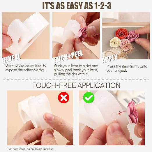 Briartw 1800 Pcs 1/8in Clear Mini Glue Point Dots, 6 Roll Double Sided - Image 5