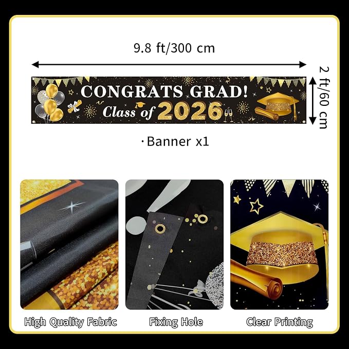 2026 Graduation Decorations Congrats Grad Class of 2026 Banner - Image 2