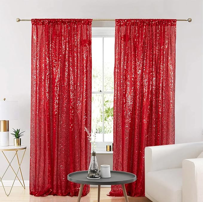 Eternal Beauty Red 3mm Sequin Backdrop 2x8 Ft 2 Pack Wedding | Dense Sparkle - Image 5