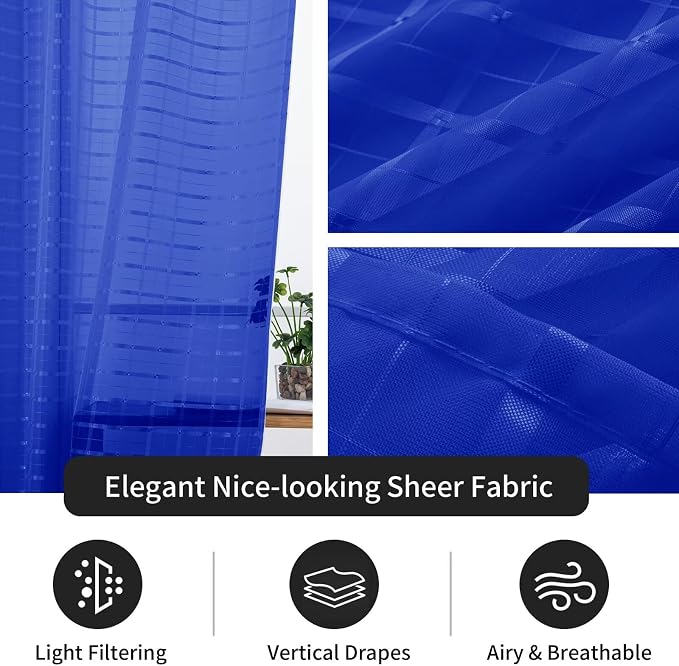 SpaceDresser Check Sheer Curtains 54 Inches Long - Image 4