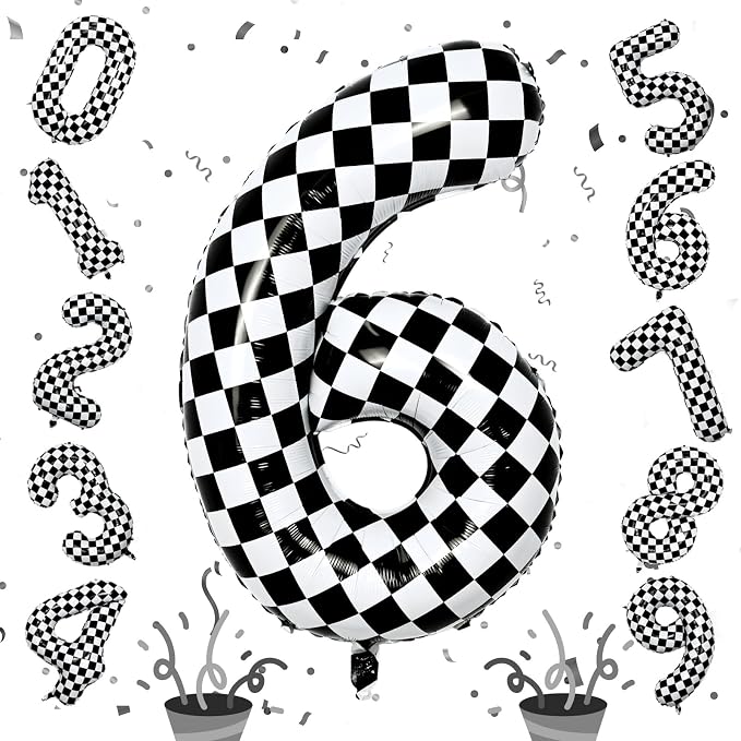 Giant Number Balloons 6, 40 Inch Foil Helium Racing 6 Balloon by Isndare
