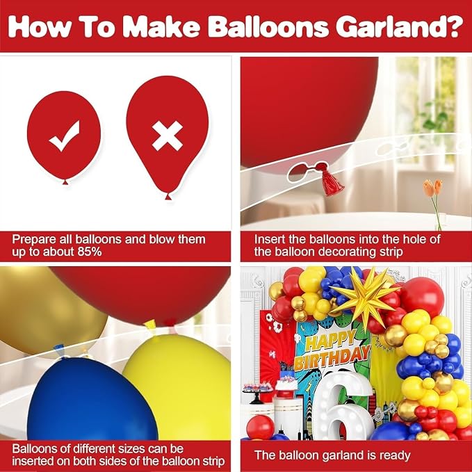 Red Yellow Blue Balloons Garland Kit, Carnival Circus Balloon Arch - Image 3