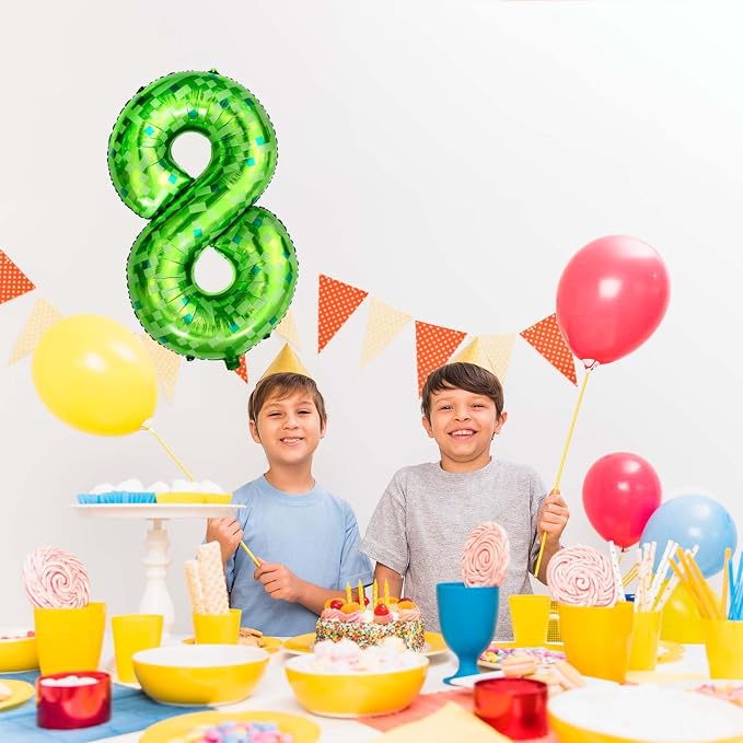 40 Inch Green Pixel Number 8 Balloon, Lime Green Large Foil Number Balloon 8th - Image 6