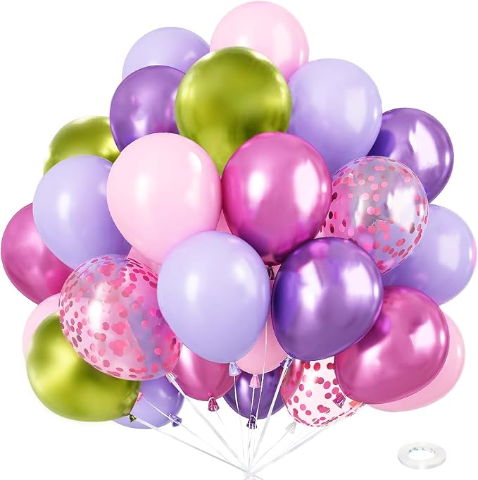 Light Pink Purple Green Balloons Birthday Party Decorations-48Pcs 12inch by Kiwayo