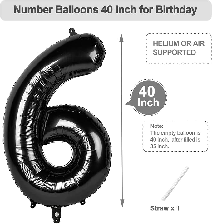 Number Balloons 40 Inch Black 5 Balloon - Image 5