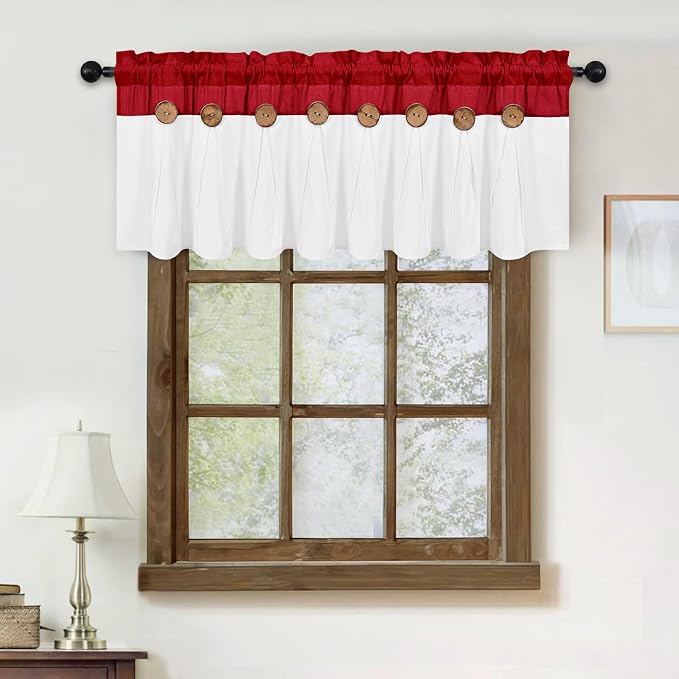 Farmhouse Valance Curtains, Boho Cotton Linen Kitchen Valance, Country Rod - Image 5