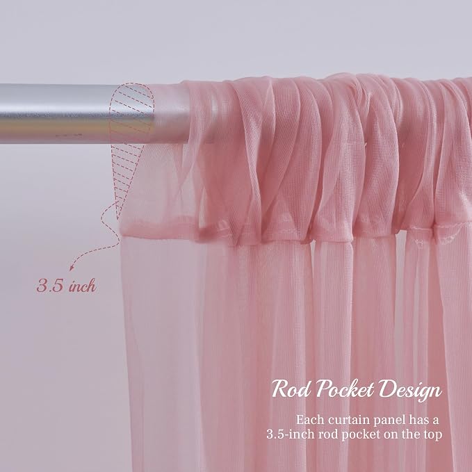 20x10ft Dusty Rose Tulle Backdrop Curtain - Image 5