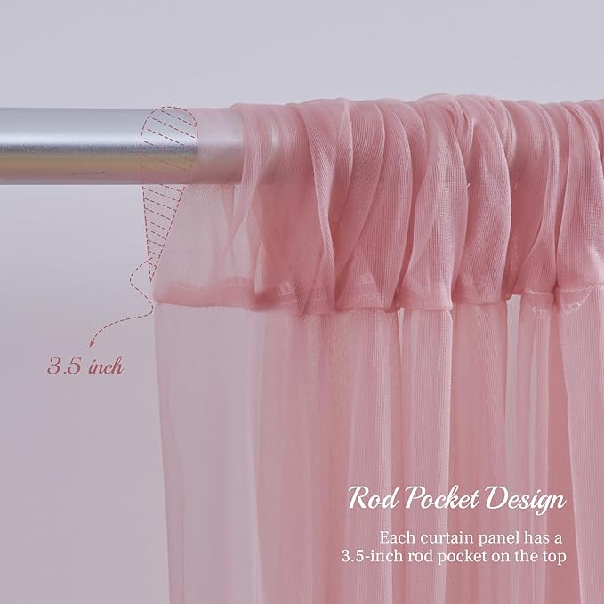 PARTISKY 20ft X 10ft Dusty Rose Tulle Backdrop Curtain for Parites, Sheer Backdrop Curtains Fabric Drapes for Wedding Ceremony Arch Party Stage Decorations