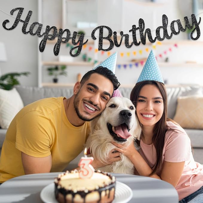 Black Happy Birthday Banner - Image 3