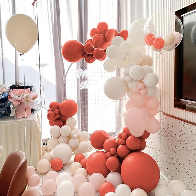 Dusty Orange White Nude Pink Balloon Garland Arch Kit - Image 7