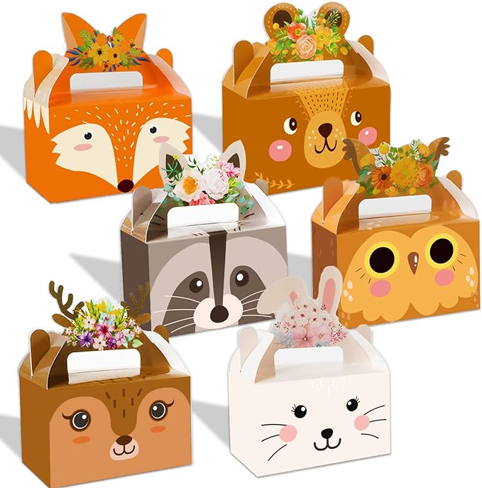 Tevxj 24 Pieces Woodland Animals Party Favors Boxes Woodland Treat Bags by Tevxj