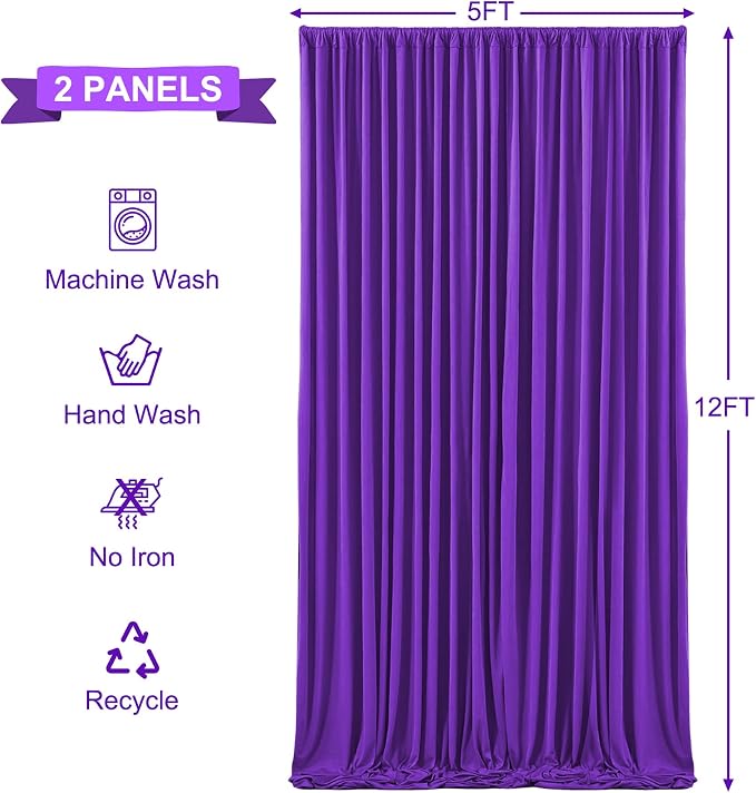 10x12 Purple Backdrop Curtains for Wedding Party Wrinkle Free Backdrops Curtain - Image 5