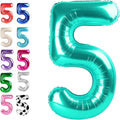 Teal Blue Number 5 Balloon 40 inch, Balloon numbers party supplies, deco photo by Upgesy