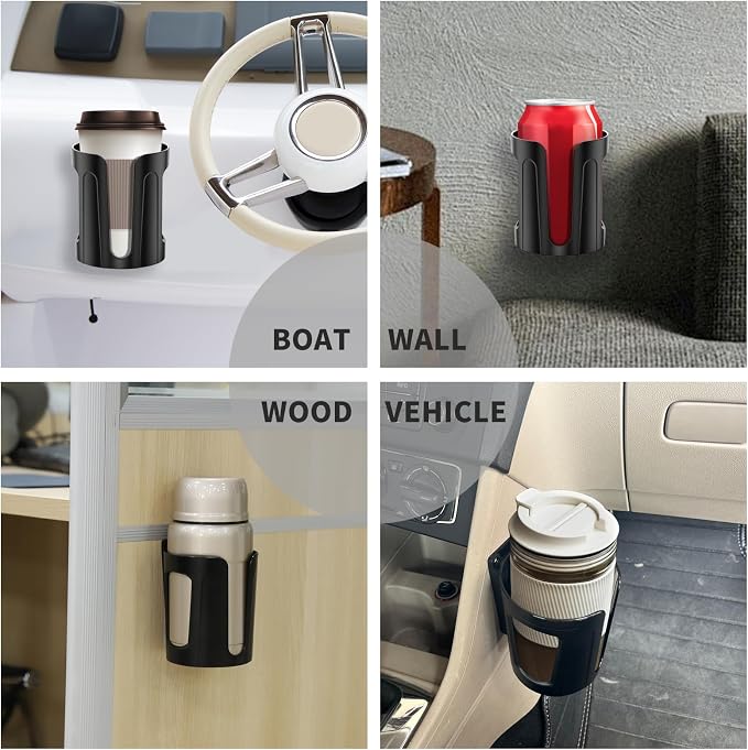 2PCS Large Cup Holder, Universal Wall Mount Drink Holder | Holds Large 8-40 oz. - Image 3