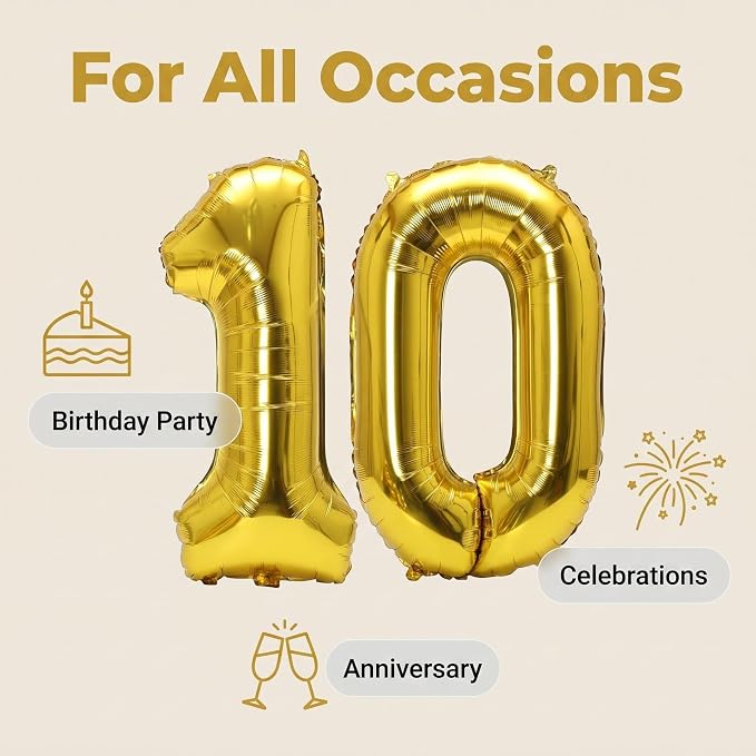 Number 10 Balloon Foil Mylar Balloons - Image 6